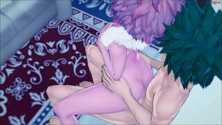 Izuku Midoriya naai sy oulike spanmaat Mina teen&#039;n muur - MHA Hentai.